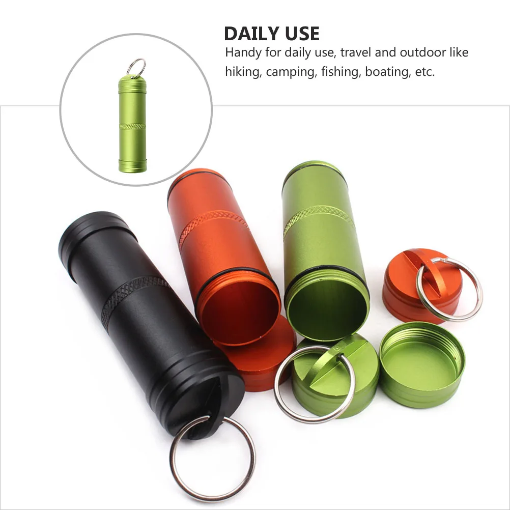 

Waterproof Pill Container Portable Mini Boxes Outdoor Medicine Bottle Aluminum Alloy Fob Tank Emergency Holder Sturdy Storage