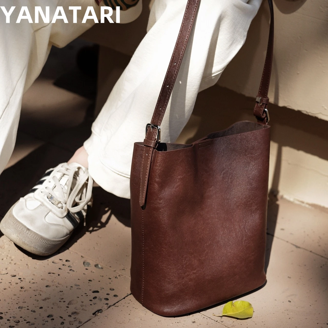 

YANATARI cowhide Genuine leather handbags women vintage shoulder bag mini bag Bucket Bag luxury high quality 2025 crossbody bag