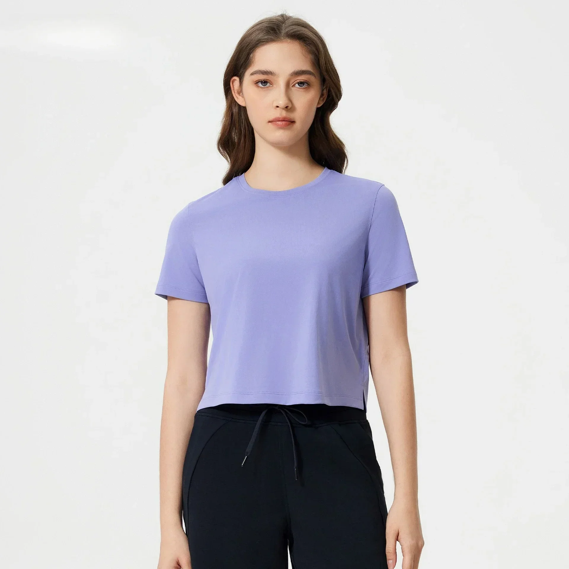 

Легкая дышащая свободная футболка для тренировок, йоги, бега, спортивная одежда, укороченный топ для женщин, спортивная футболка