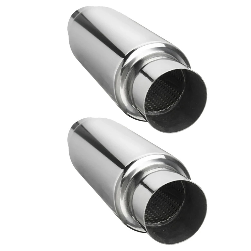 Car Exhaust Muffler 2.5 Inch Inlet Stainless Steel Universal Resonator 12 Inch Long Performance Muffler