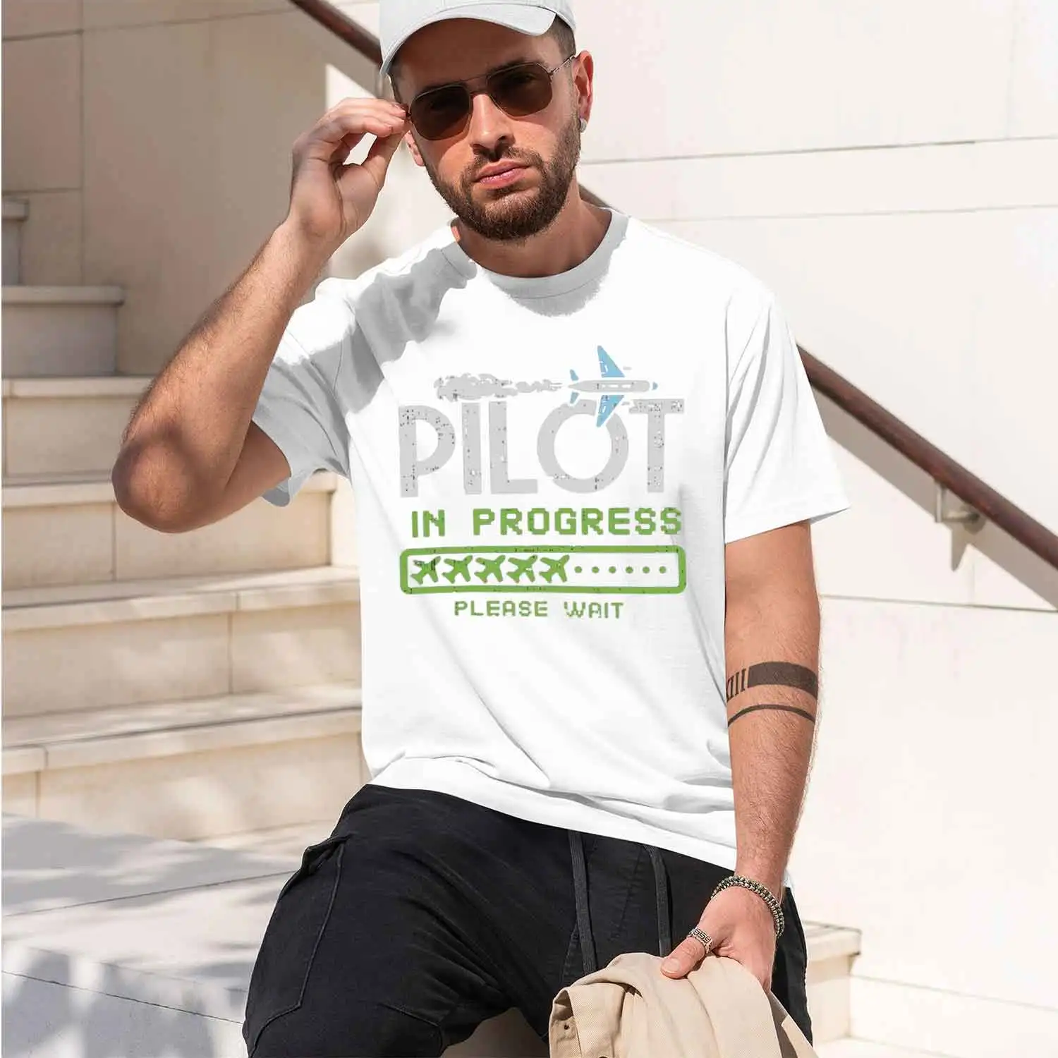 Pilot in Progr T-Shirt Funny Aviation Gift for Future Pilots Retro Streetwear High-quty Crew-ne Short-sved Men Tshirt 2026 New M