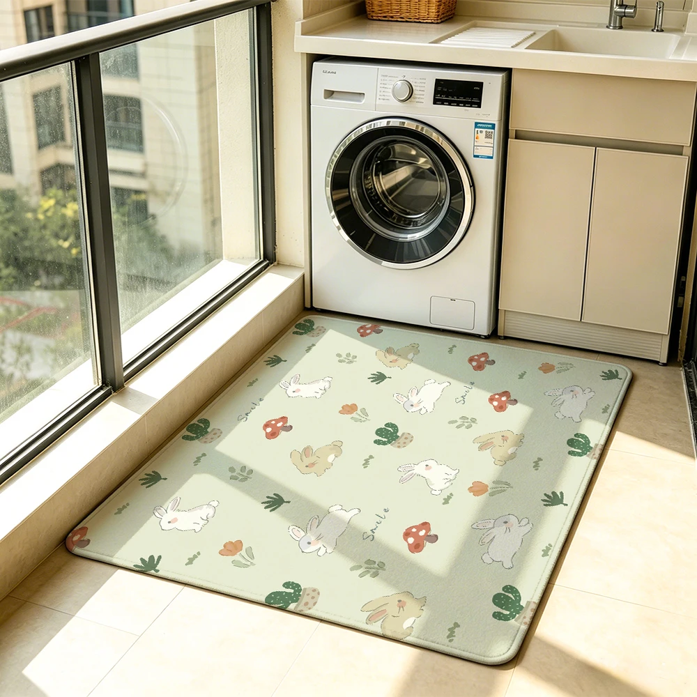 1pc Forest rabbit mushroom cactus living room floor mat anti-slip living rooms sofa bedrooms home decorations