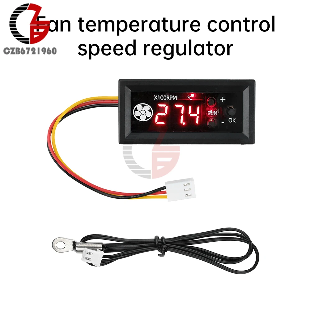 

4-wire PWM Fan Temperature Control Speed Controller DC 12V 3A Digital Speed Governor Chassis Noise Reduction Shutdown Module