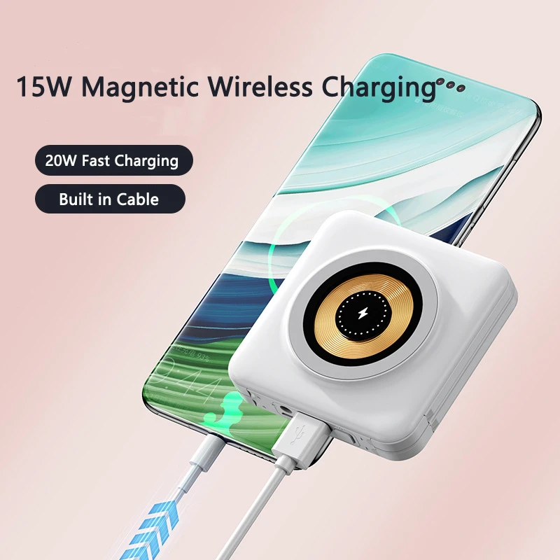 

15W Magnetic Wireless Charger Power Bank 10000mAh Type C Port Powerbank for iPhone 16 Samsung Huawei 22.5W Fast Charging Station