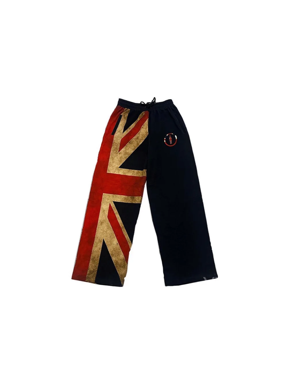 

Men's and women's retro British flag pattern printed pants, loose streetwear, casual straight leg drawstring sports pants