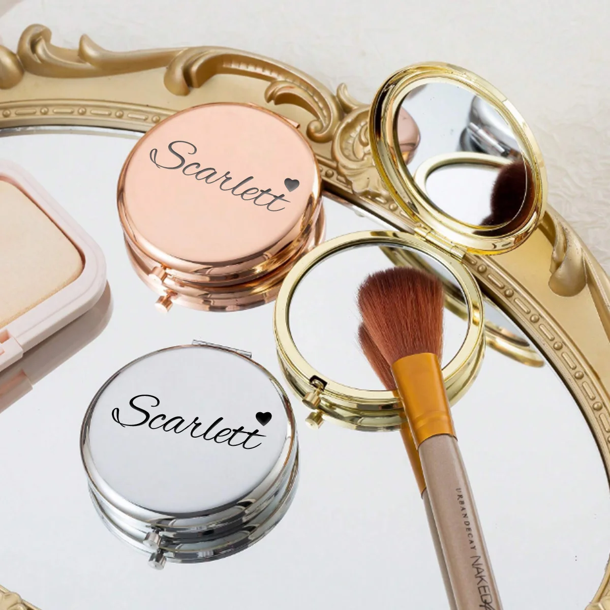 1pc Funny Scarlett example Personalized Text Mirror With Name Makeup Mirror Folding Mirror Valentine Gift