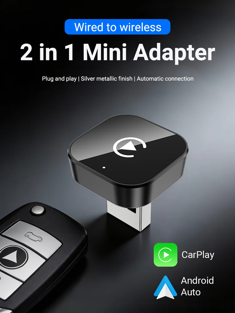 2-in-1 Wireless CarPlay Dongle, Wireless Android Auto Adapter, AI Smart Box, intelligente Autosysteme für Autos mit kabelgebundenem CarPlay