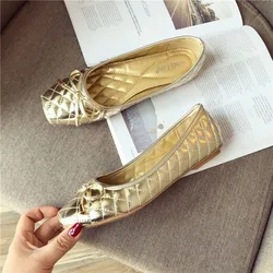 2024 Spring Summer Shoes Women Flats Square toe Soft Ladies Brand Shoes Fashion Ballet Flats Black Gold ZH2496