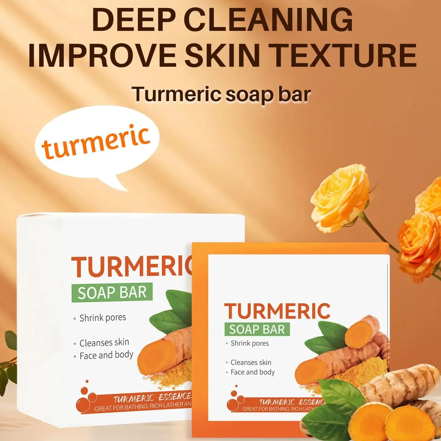 Hand Made Turmeric Soap Body Cleaning Lightening Dark Underarm Leg Body Cleansers Brightening Face Soap Tender Skin Care Beauty