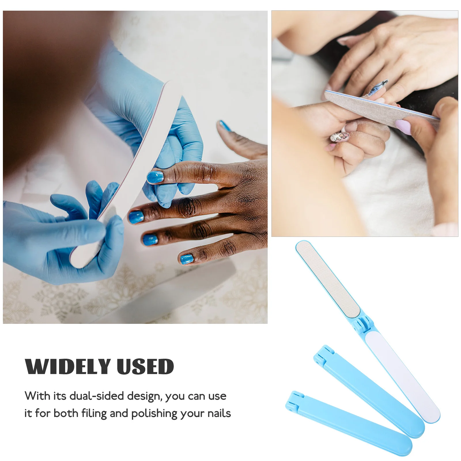 3Pcs Double Sided Nail File for Women Compact Foldable Diamond Stainless Steel Nail Polishing File Portable Manicure Tool