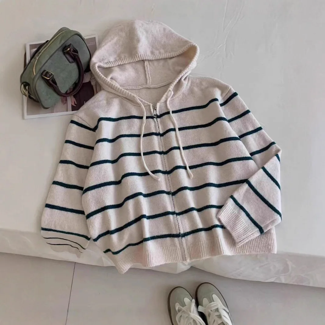 

Striped Sweater Sumptuously Soft Plush Sweater Extralarge Casualleisure Chic Sweater Laidback Striped Ribbed Knitcardigan