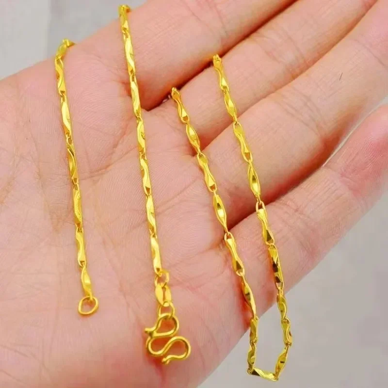 Goldpure Women Light Luxury 9999 24K Real Gold Moissanite Clavicle Chain Only Love Necklace Pendant Smart Love Necklacegift