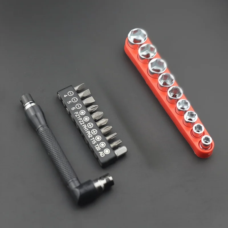 Mini-Ratschenschraubendreher-Set, Riemen 36, umkehrbare Ratsche, Chrom-Vanadium-Stahl, L-förmiger Schraubenschlüssel und Steckschlüssel-Adapter-Bit