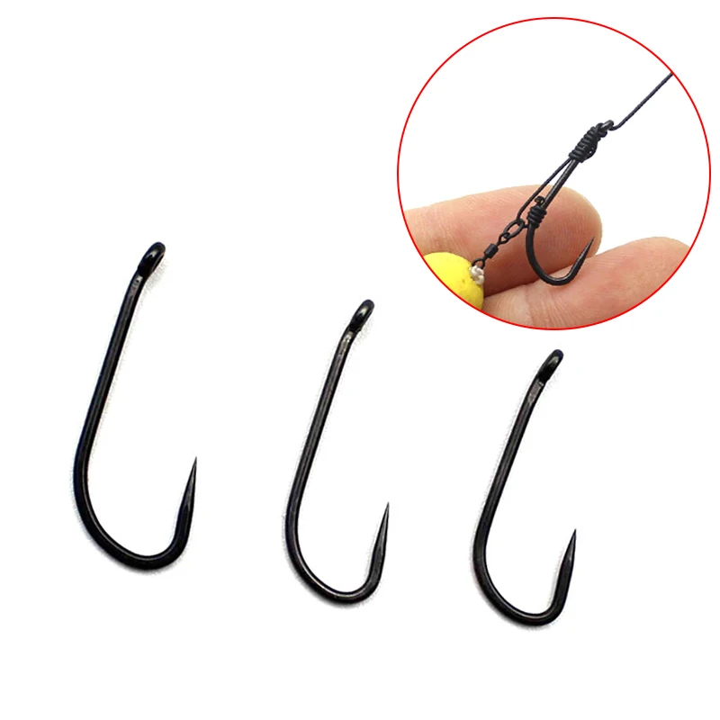 

20PCS Carp Fishing Hooks Coated Matt Black D Rig Hook Barbless Hook Size 6/8/10 Carp Hooks For Carp Fishing Tackle Equipment