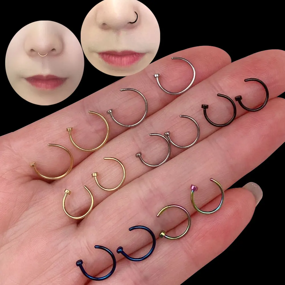 Trendy Women lips Rings Stainless steel Nose Ring Fake Nose Ring Septum Clip On mouth Ring Fake Piercing Body Clip Hoop Unisex