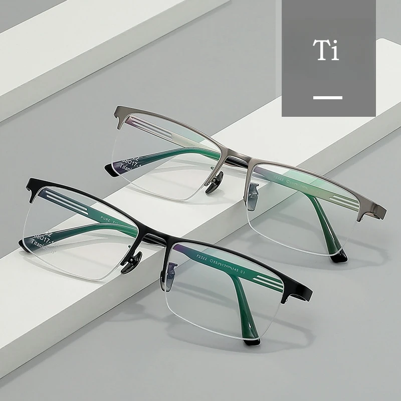 

KUXA новые сверхлегкие оптические оправы по рецепту, деловые мужские полурамки, роскошные модные очки из чистого титана F2322