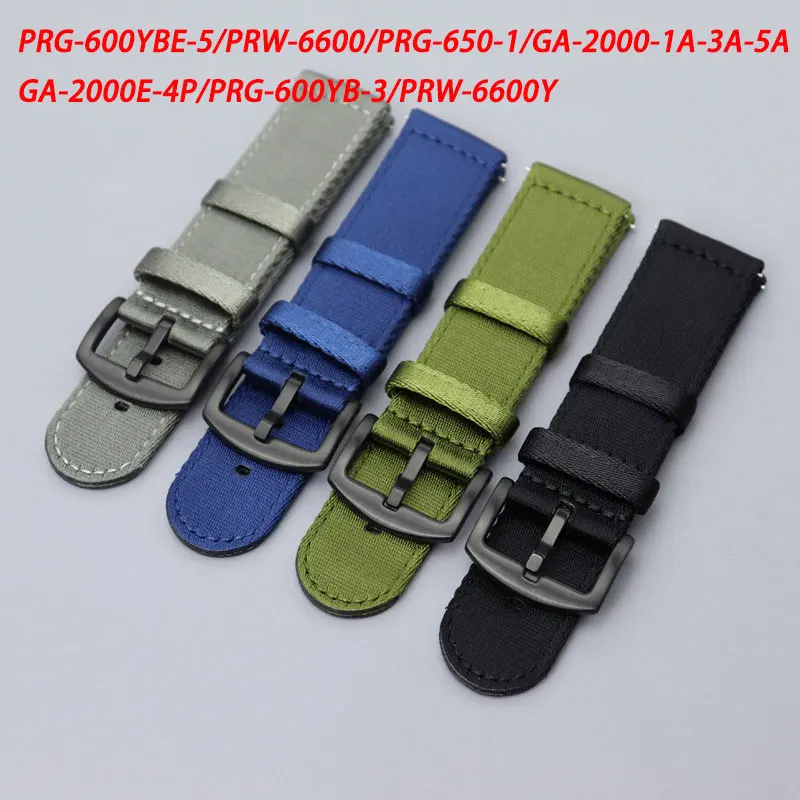 Nylon Canvas Watchband For Casio GA-2000 PRG-600 PRW-6600Y Band For PRG-650/GA-2000-1A-3A-5A 24mm Universal Strap Quick Release