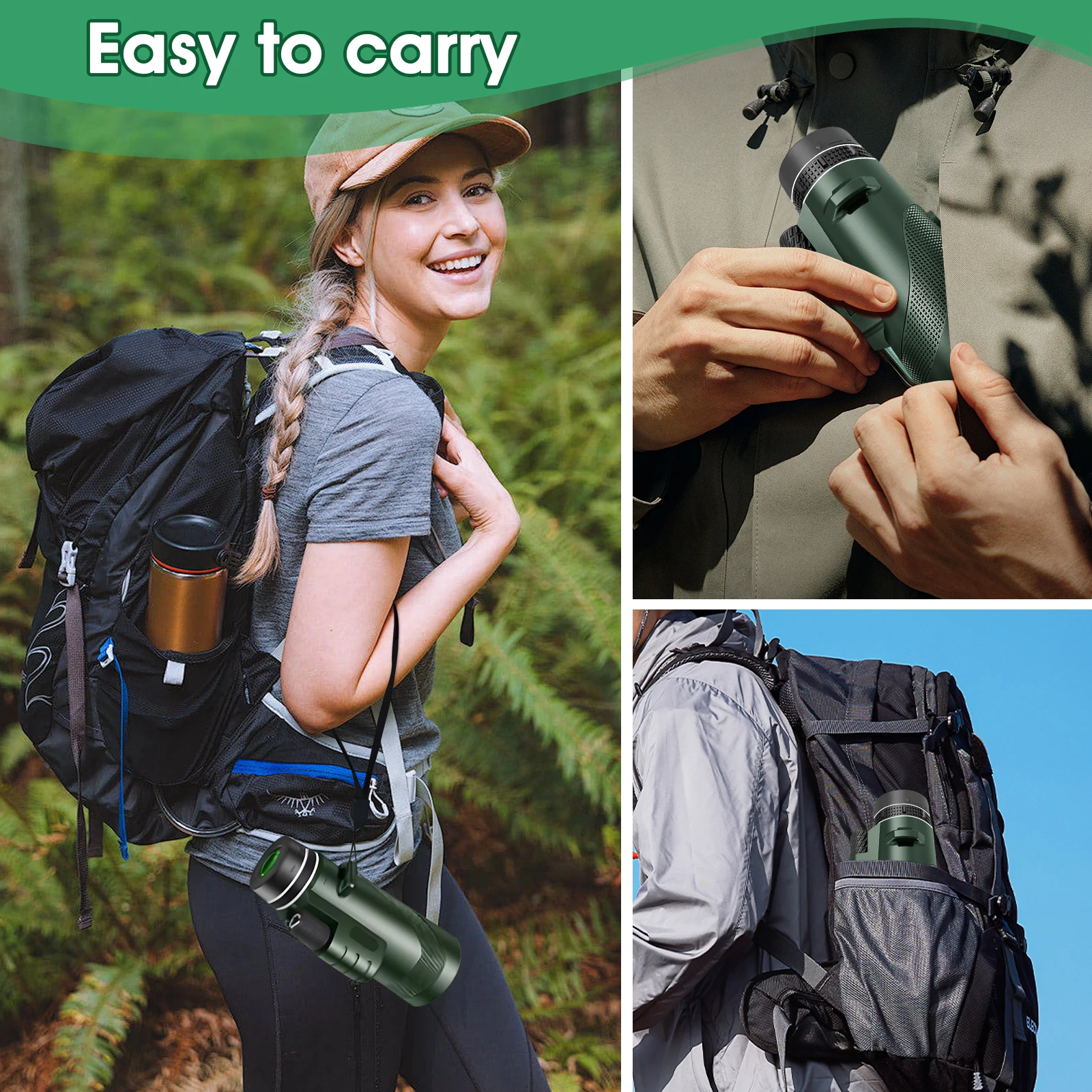 10x42 High Power Monocular Telescope with Phone Tripod BAK4 FMC for Bird Watching Hunting Safari Stargazing