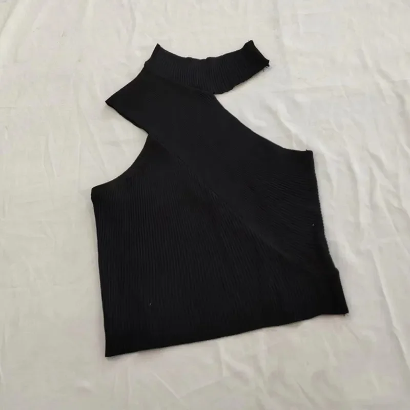 Top corto da donna con scollo a lupetto lavorato a maglia canotte Sexy Slim solide top Streetwear tinta unita per le donne 2024 primavera estate