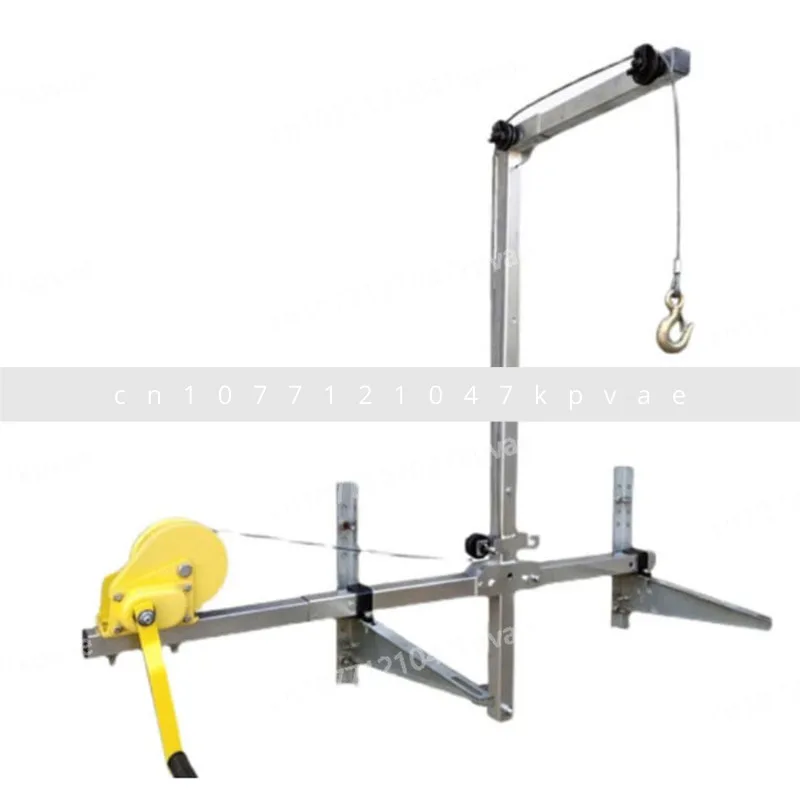 Folding Self-locking Manual Winch Assembly Air Conditioner 10/15/2M Galvanized External Lifting Tool Crane