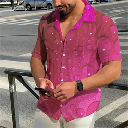 Men's shirts Hawaiian shirts graphic beads Cuba collar paper pink Hawaiian short sleeve printed tropical fashion beach tops 5XL.