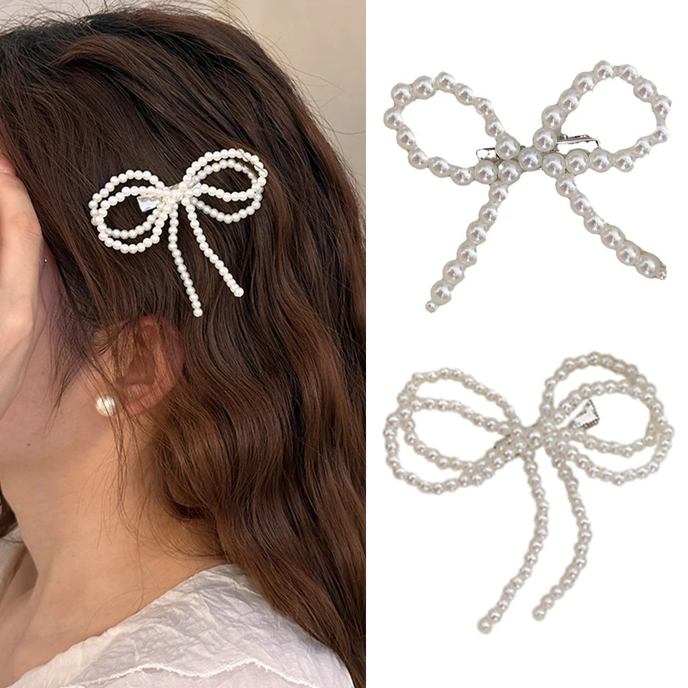 2024 New Popular Butterfly Hair Clip Pin Bows Accessories For Women Girl Korean Fairy Pearl Vintage Designer Barrette Headdress