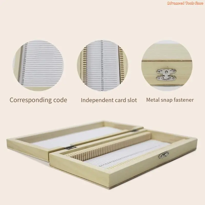 金属バックル付きのソリッドウッドスライドストレージボックスは50の生物学スライドサンプルW91Bを保持します