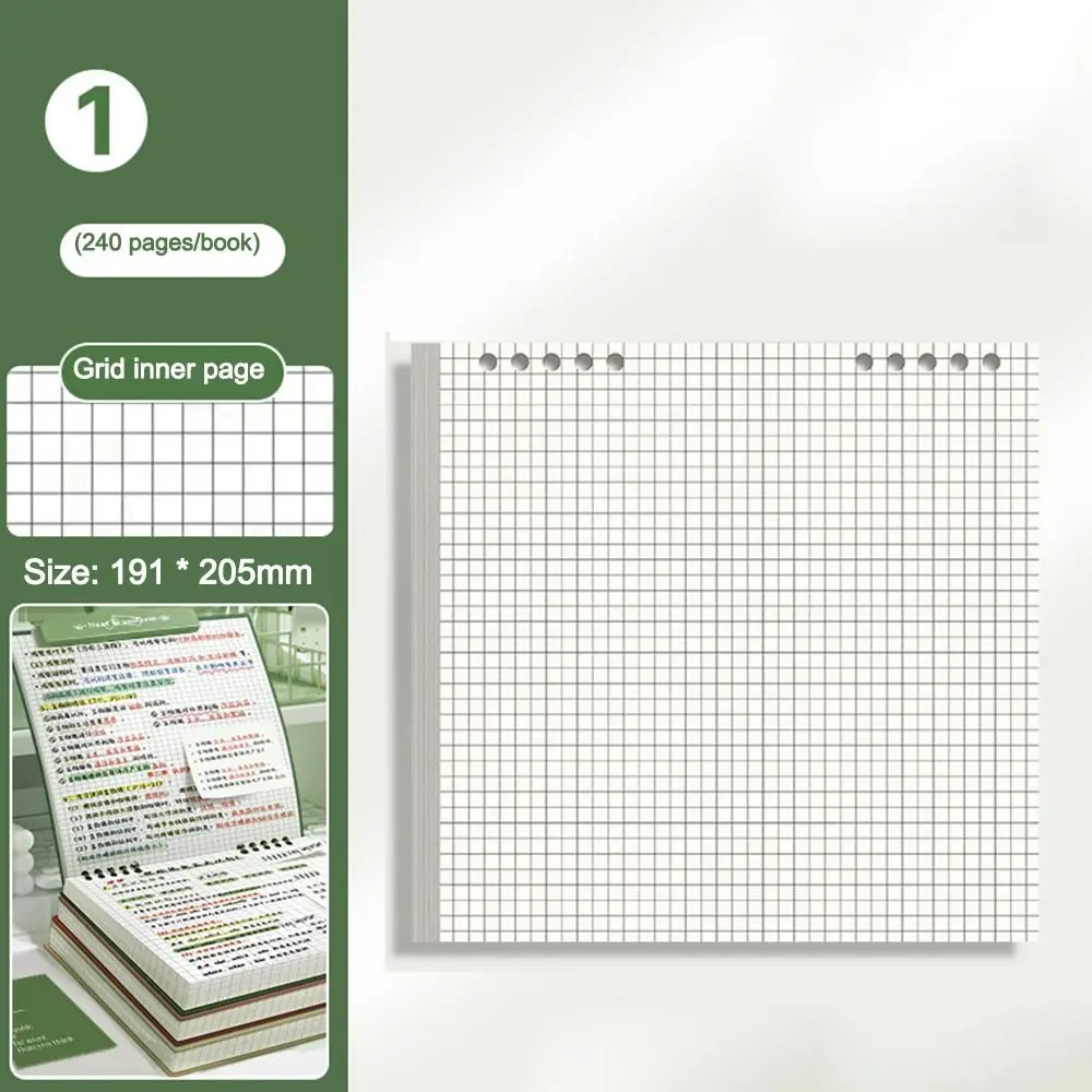 Multifunctional 120 Pages Loose-leaf Notebook Flip Up Color Diary Book Grid Inner Pages Detachable Notepad School Office