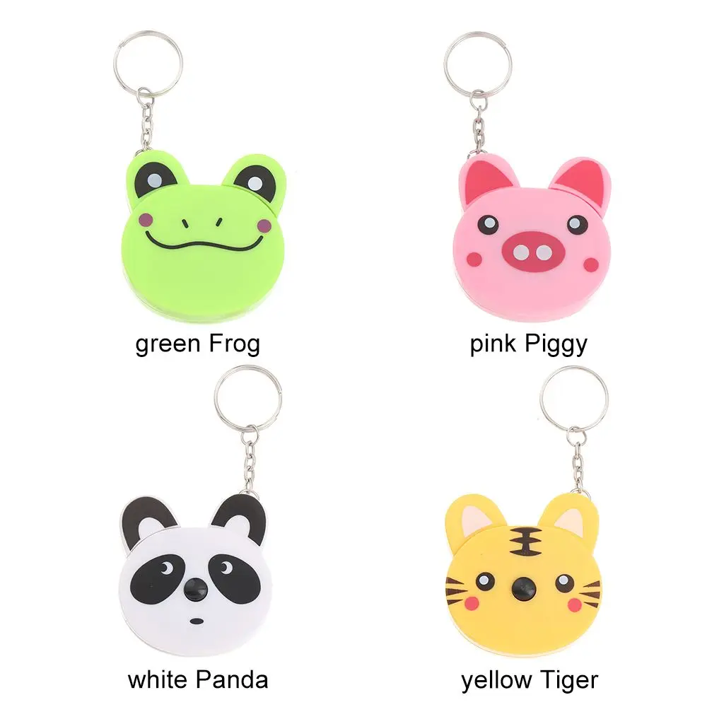 1 Meter Long Cartoon Animal Tiger Panda Frog Piggy Tape Measure Automatic Stretch Ruler Sewing Measure Ruler Keychain