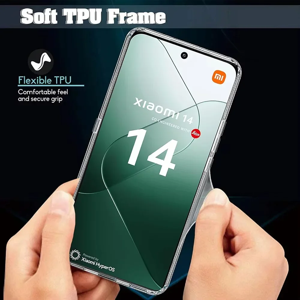 Прозрачные силиконовые противоударные чехлы для телефонов для Xiaomi 14 13 12 12S 11 14T 13T 12T 11T 10T Pro Ultra, полный защитный чехол для камеры