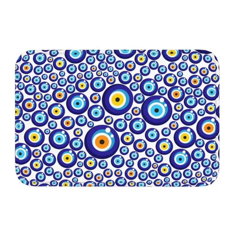 Custom Mediterranean Turkish Amulet Evil Eye Doormat Non-Slip Entrance Bathroom Kitchen Door Floor Mats Garden Carpet Rug