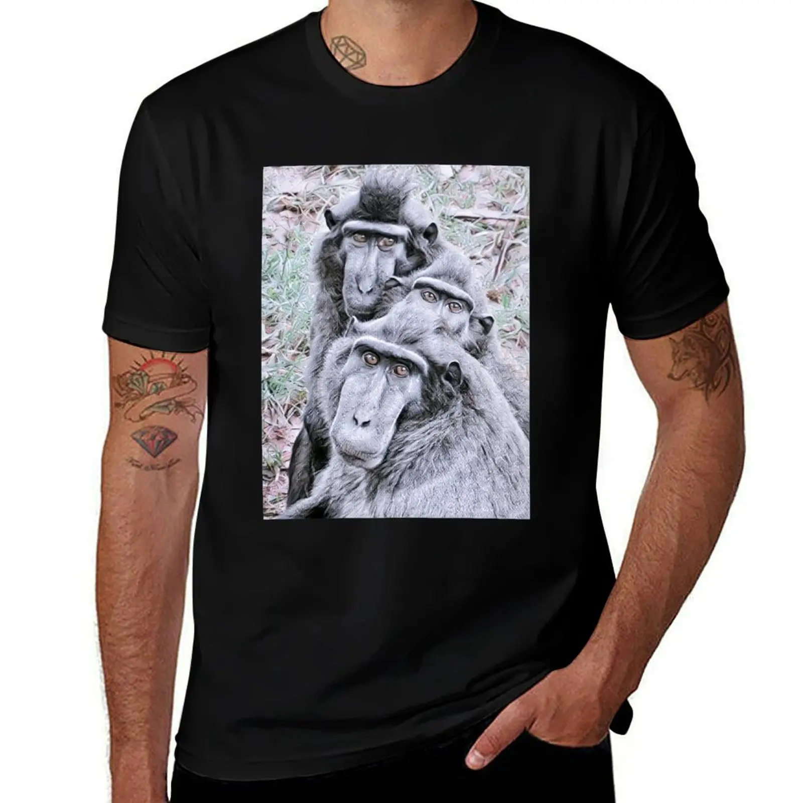 Critically Endangered - Sulawesi Crested Macaque T-Shirt Quick Dry Sports Short Sleeve Tee