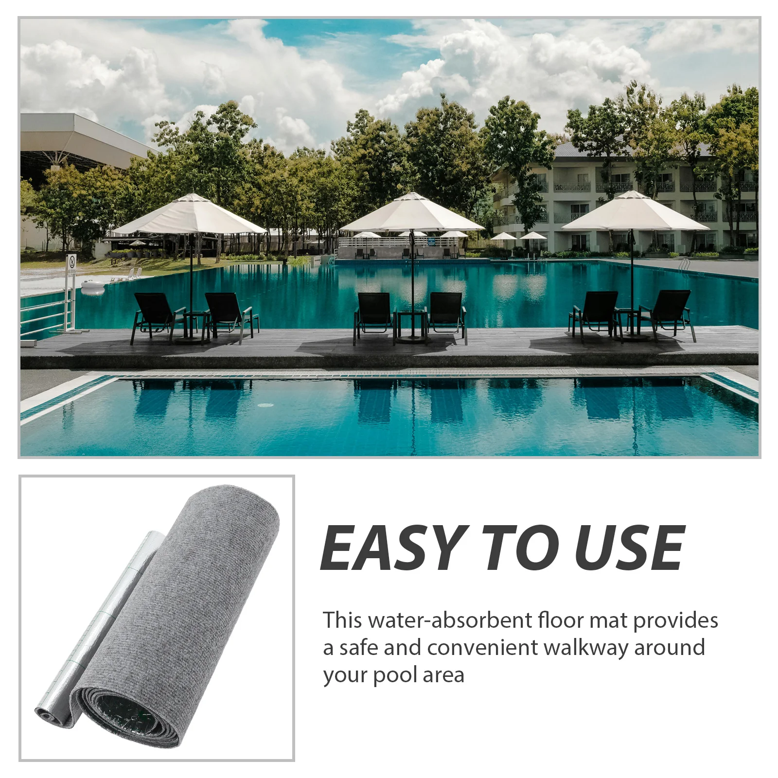 

Absorbent Pathway Pad for Above-Ground Pools Easy Install No Tools Required Anti-Slip Properties Durable Long-Lasting Pool Floor