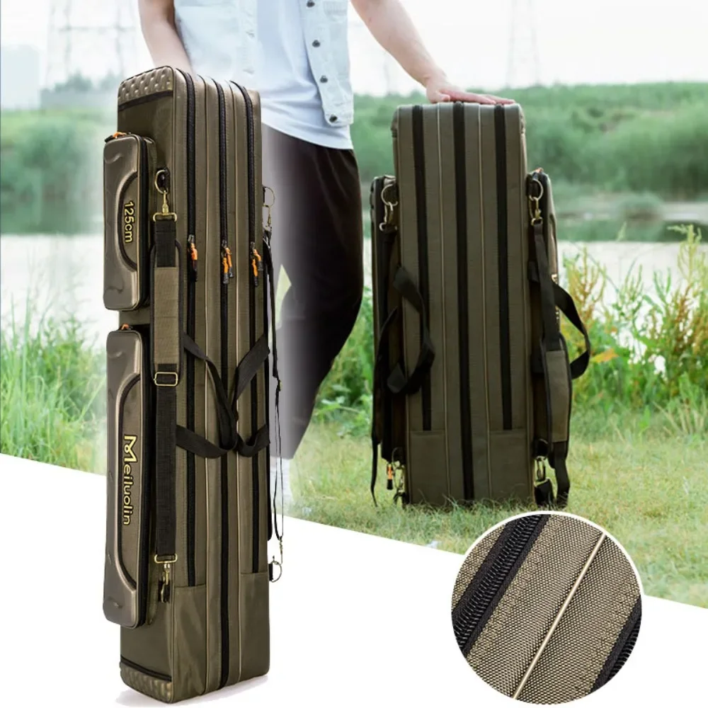 Fishing Rod Storage Bag Oxford Cloth Multifunctional 1/2/3 Layer Large Capacity 80/90/100/120/125CM Fishing Rod Carrier