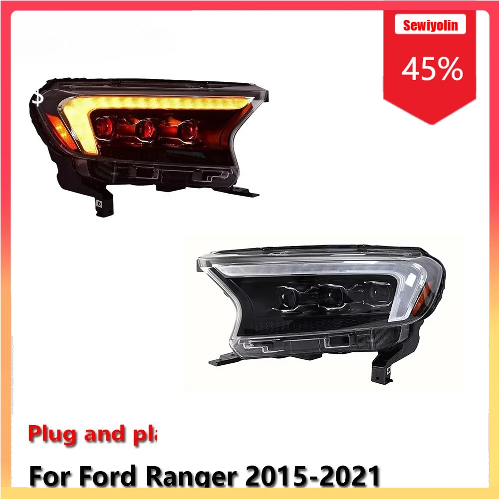 

Автомобильные светодиодные фары, автомобильные детали для Ford Ranger 2015-2021, противотуманные DRL, стоп-сигнал, указатель поворота, Plug and Play