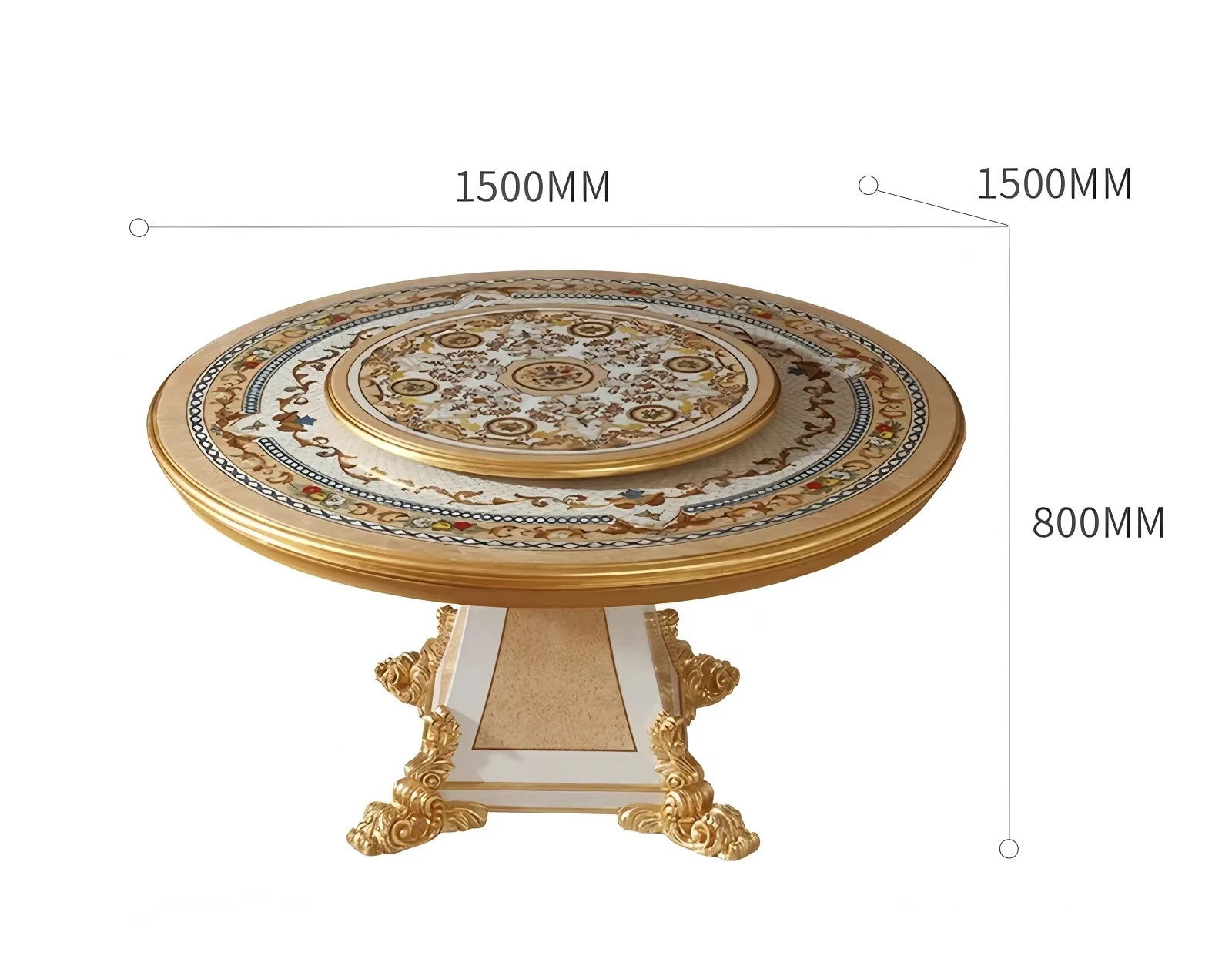 Painted round dining table and chair combination 1.5M retro style luxury shell dining table