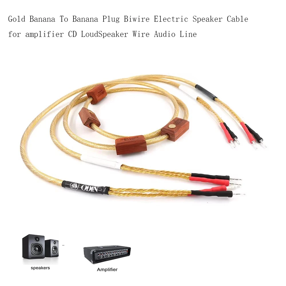 

1 Pair Hifi Gold Banana To Banana Plug Biwire Electric Speaker Cable for amplifier CD LoudSpeaker Wire Audio Line