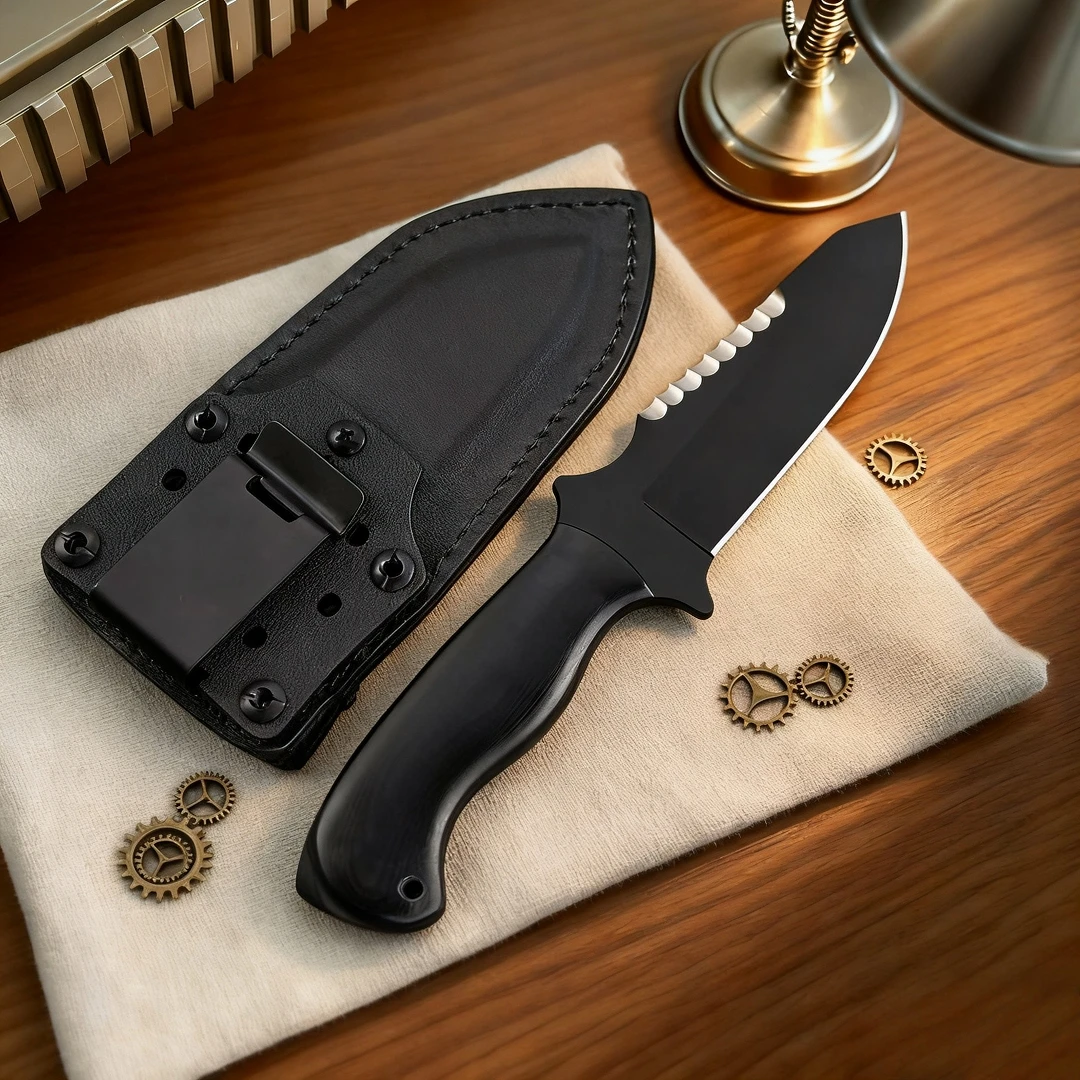 

Special forces tactical straight knife, 80CRV2 steel, sandwich silent scabbard, wilderness camping adventure survival knife