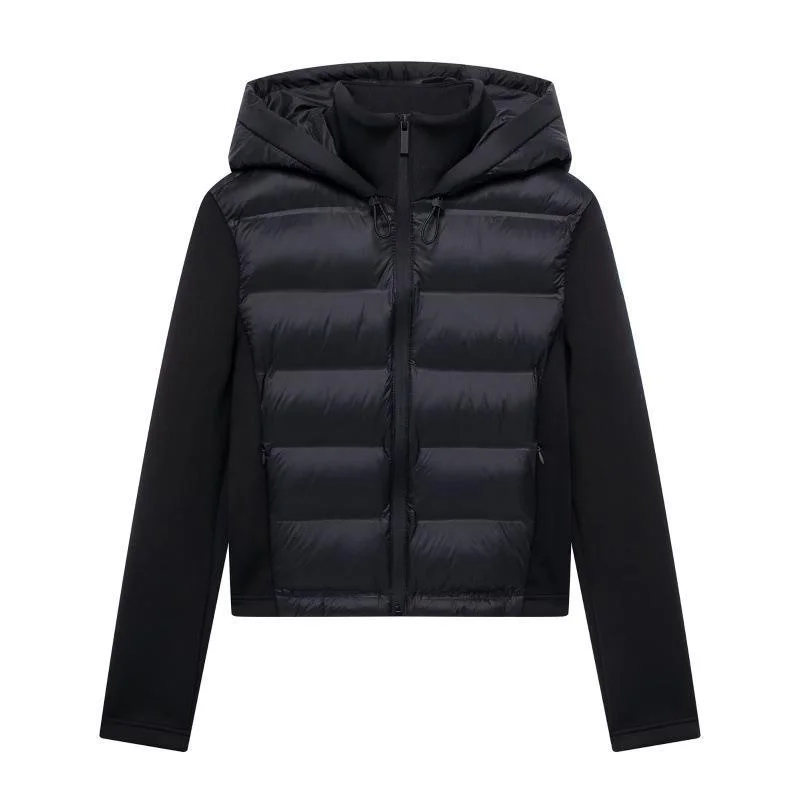 

Casual Versatile Hooded Cotton Jacket Autumn Winter New Women's Standing Collar Long Sleeved Coat American Splicing Short Top
