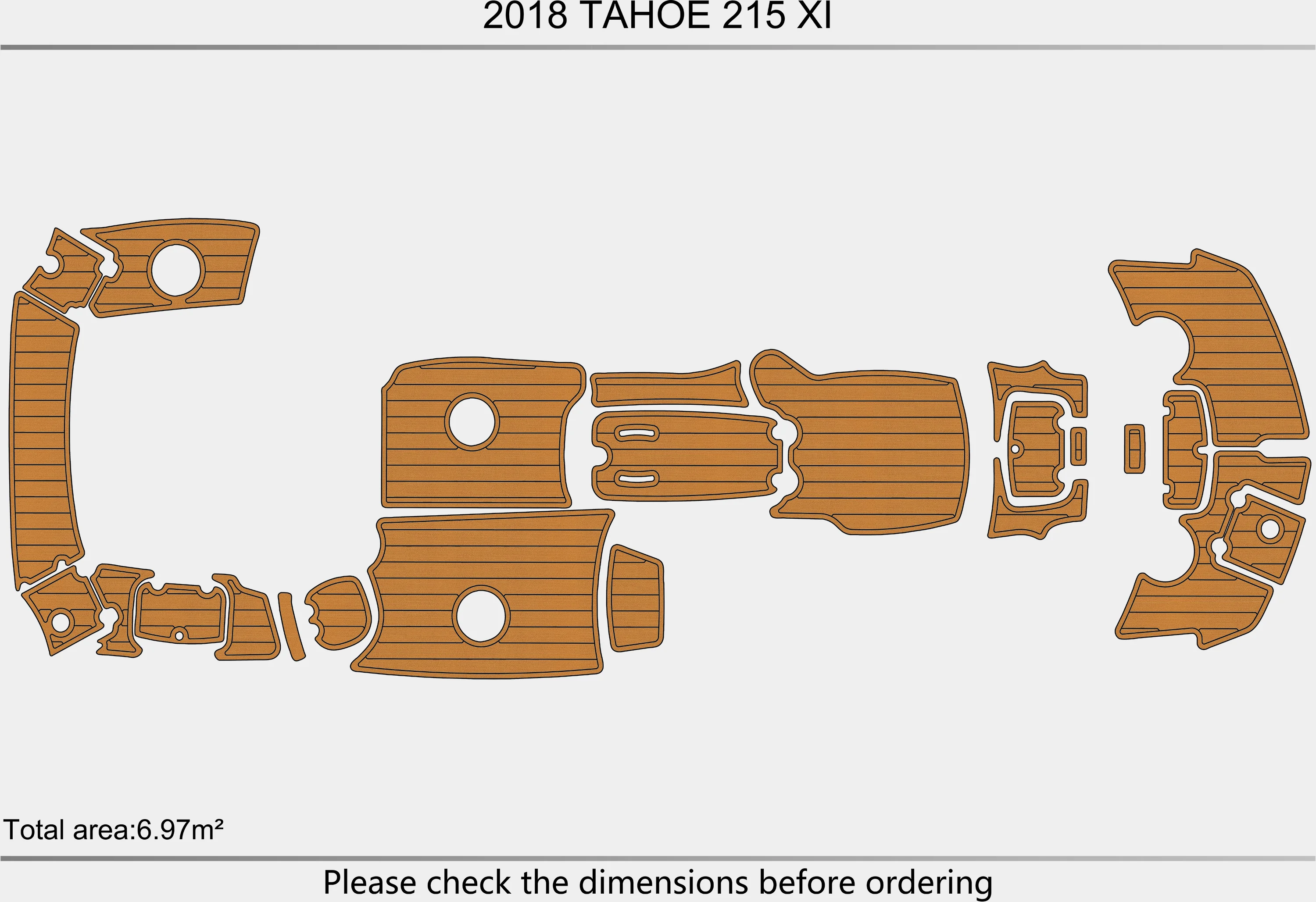 Eva foam Fuax teak seadek marine floor For 2018 TAHOE 215 XI Cockpit Swim platform 1/4