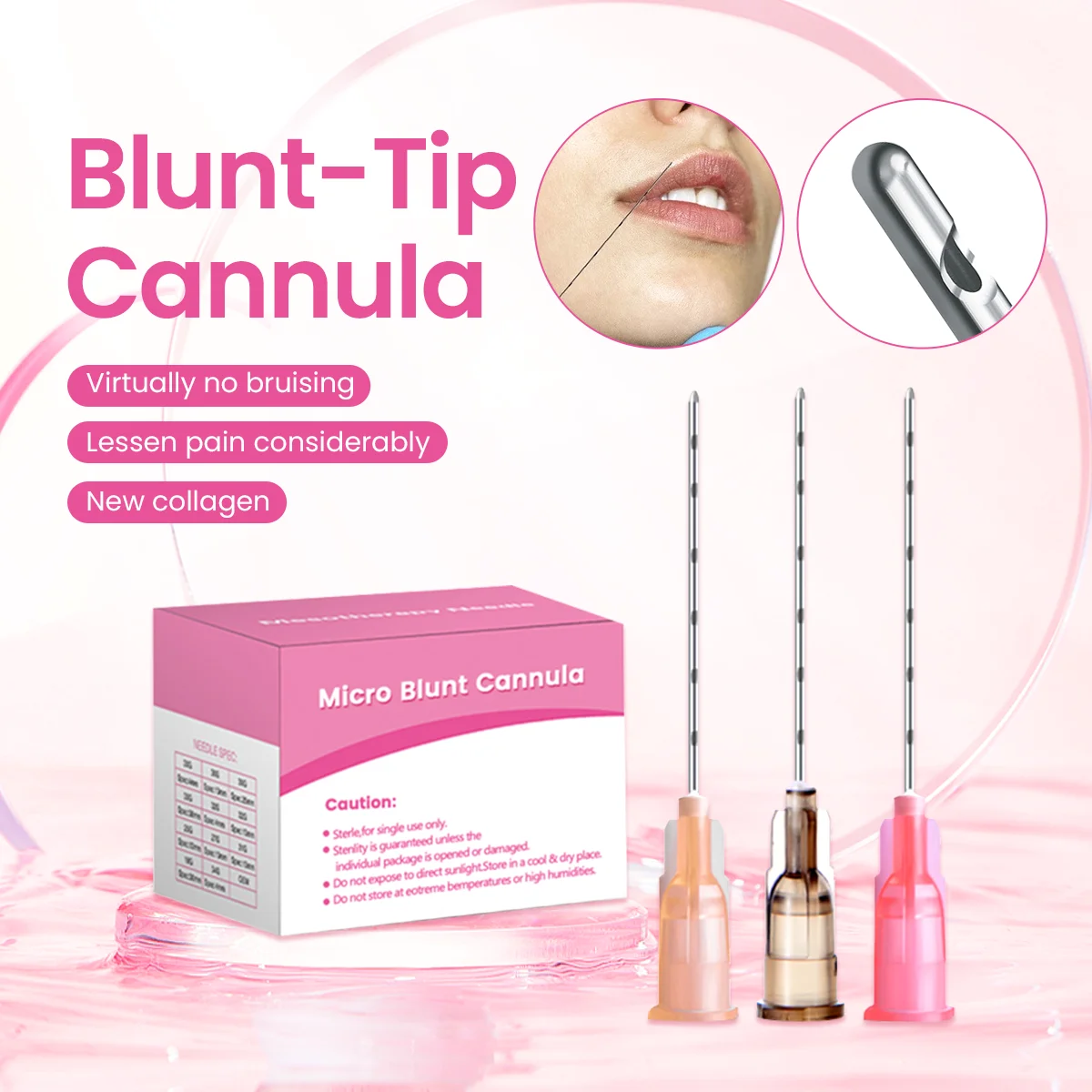 Disposable Blunt Tip Cannula Needle 18G 21G 22G 23G 25G 27G 30G 50mm 70mm Facial Nose Care Sterile Blunt Tip Microcannula