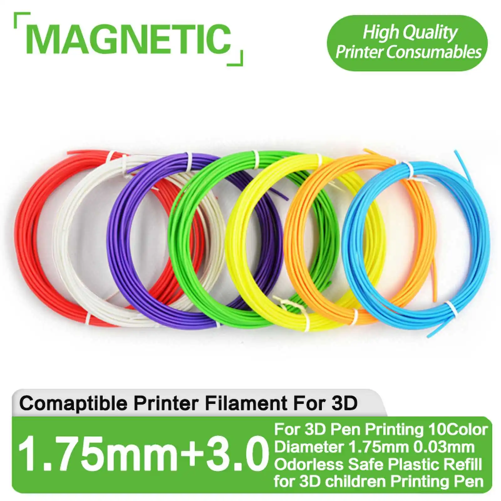 

PLA Filament For 3D Pen Printing Diameter 1.75mm Accuracy 0.03mm Odorless Safe Plastic Refill For 3D Children Printing Pen