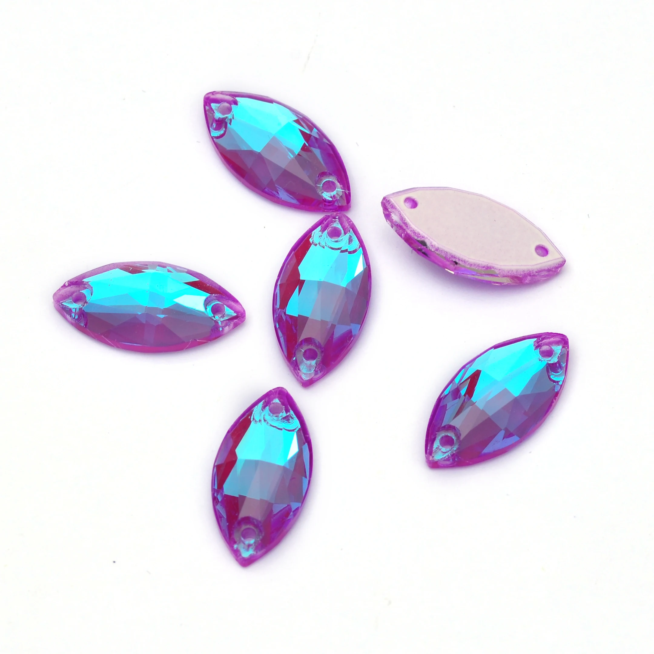 20 Stück gemischte Formen und Farben, aufnähbare Strasssteine, Rivoli Drop Navette Galactic Cosmic Strass, flache Rückseite, Kristall für Kleidung und Kleider – Detail 22