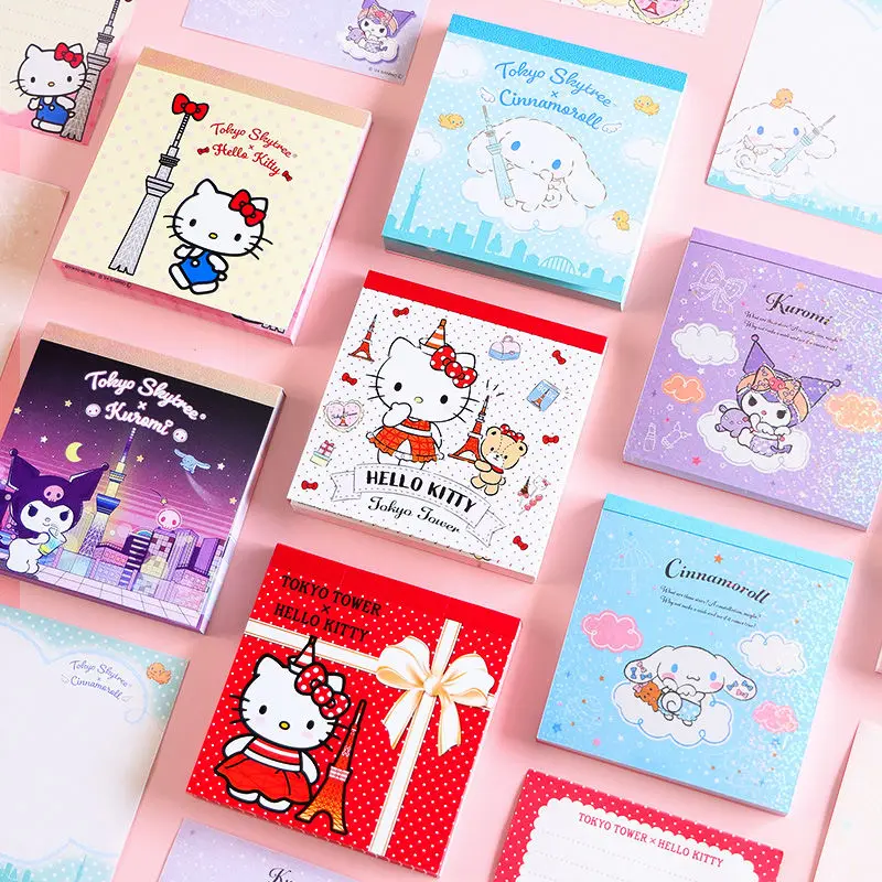 

Милый блокнот Hello Kitty Post It Note, креативный квадратный блокнот с героями мультфильмов, студенческая портативная доска для сообщений, школьные канцелярские принадлежности, подарок для мальчика