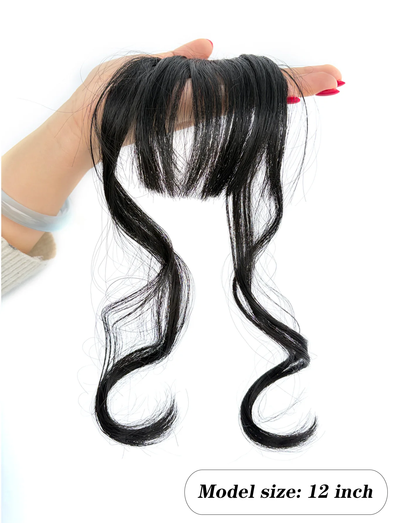 Natural Forehead Hairline Clip on Bangs Curl Air Bangs Synthetic Hairpiece Clip on Front Neat Bangs