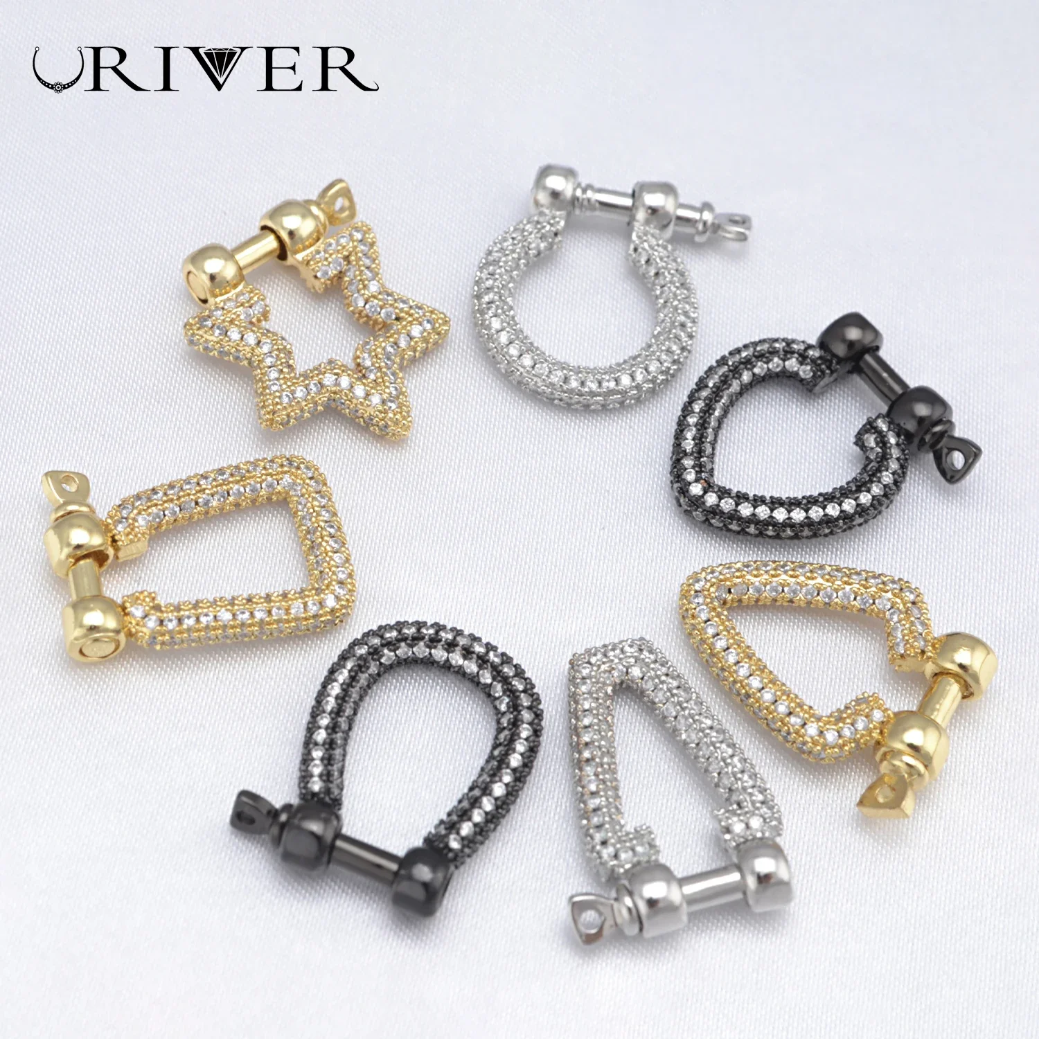 LJRIVER Copper Jewelry Accessories DIY Turnbuckle Handmade Jewelry Button Zircon Jewelry Beaded Material Findings Wholesale Bulk