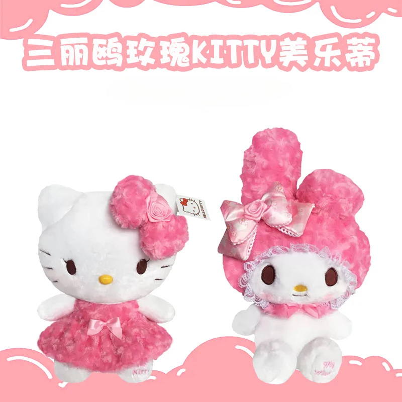 

Anime Sanrio Rose Pink Hello Kitty Melody Cartoon Cute Plush Stuffed Toys Soft Pillow Plushies Doll Birthday Gift For Girls Kids