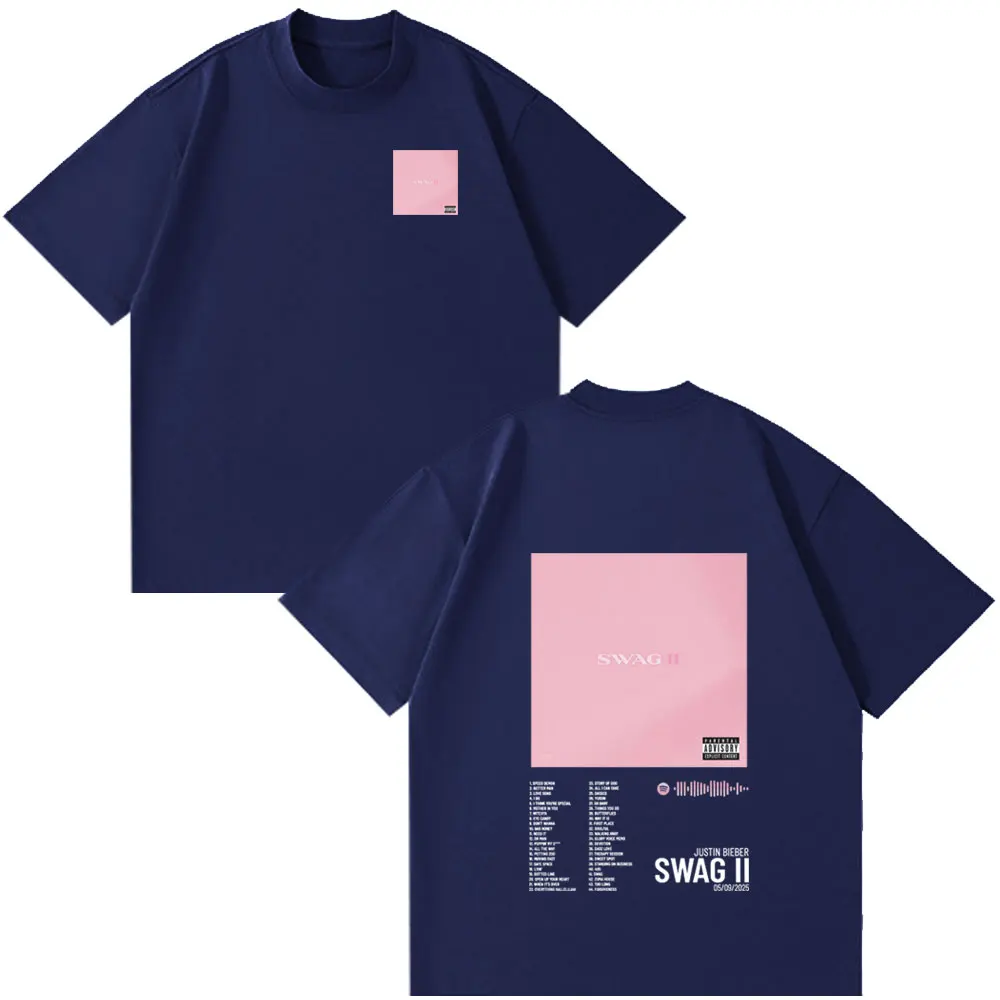 جاستن بيبر SWAG II ألبوم تي شيرت الرجال الهيب هوب خمر تي شيرتات على الموضة بلايز عادية ملابس الصيف المتضخم س الرقبة تي شيرت #3