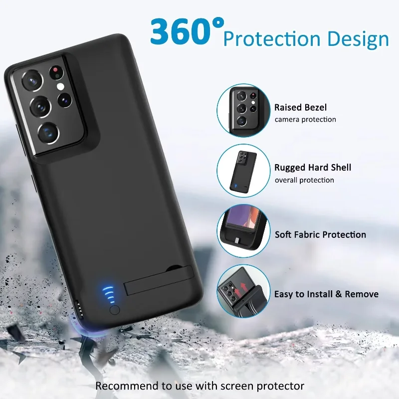 10000mAh Power Bank Case for Samsung Galaxy S10 S10E S20 S21 S22 Fast Charging Case for Note10 Plus Note20 Ultra Smart Phones