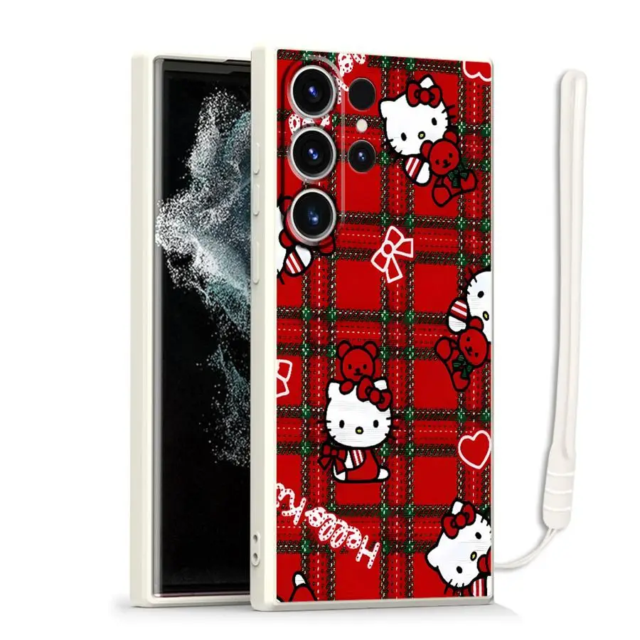 Custodia morbida per telefono per Samsung Galaxy S23 S24 FE Nota 20 10 Ultra S22 Ultra S25 Edge S21 Plus S20 Rosso Sanrio Hello Kitty
